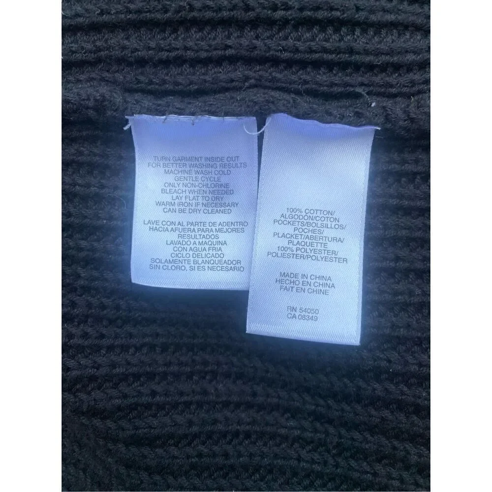 Jones New York Sport Cardigan Black Snap Front Zip Pockets Sz. L